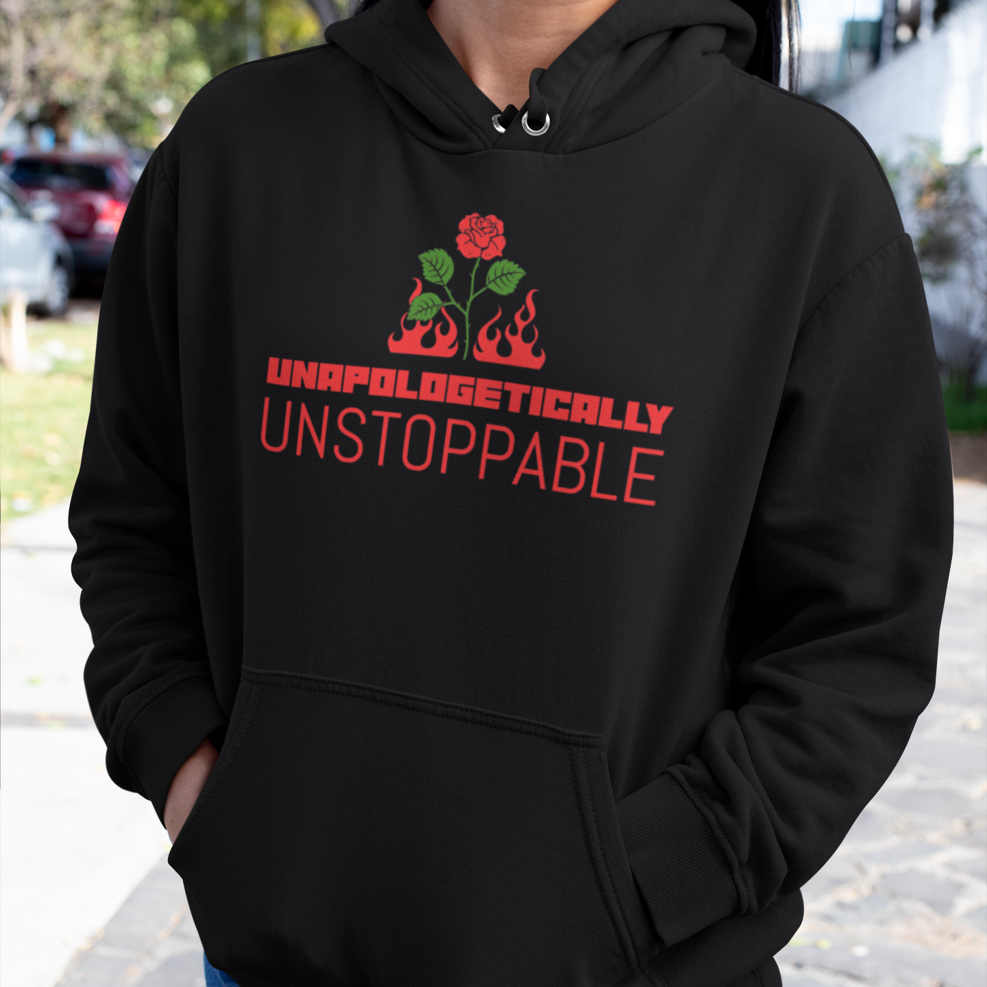 UNAPOLOGETICALLY UNSTOPPABLE Unisex Eco Raglan Hoodie