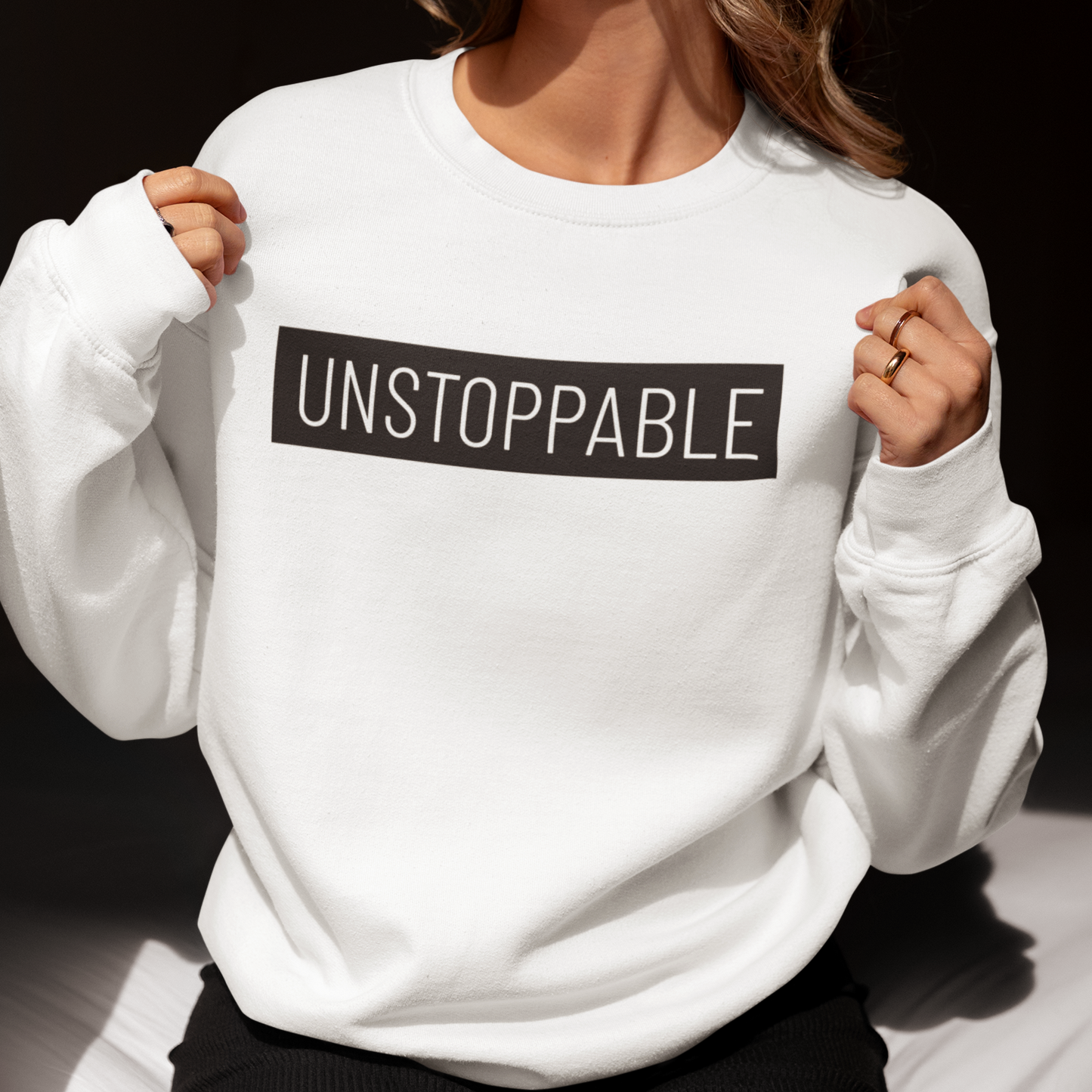 UNSTOPPABLE White Unisex Eco Sweatshirt