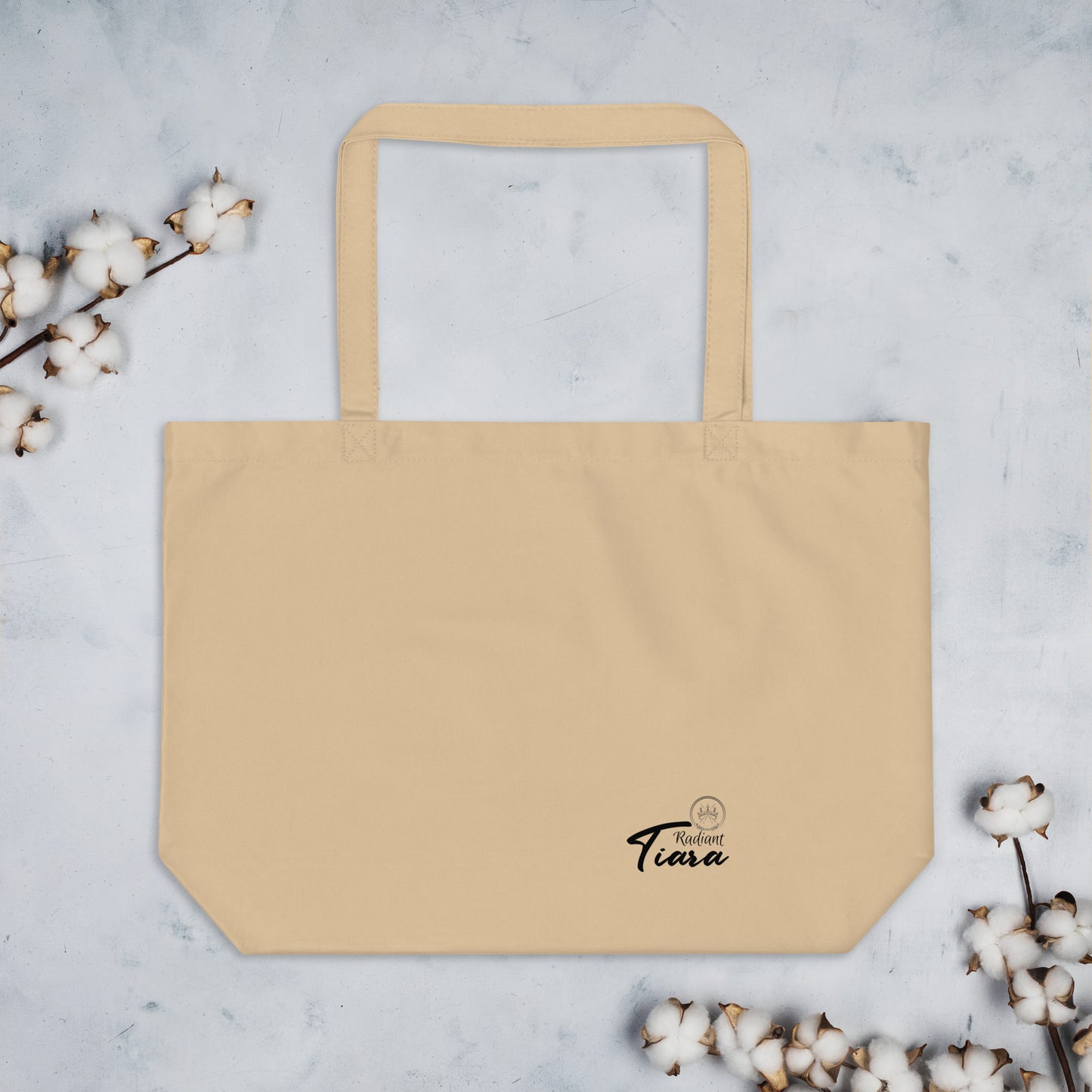 Resilient and Radiant Large Cream organic tote bag