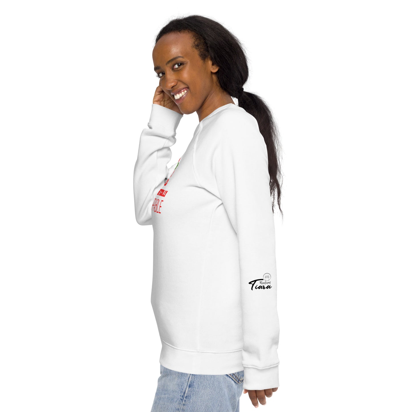 UNAPOLOGETICALLY UNSTOPPABLE Unisex White Organic Raglan Sweatshirt